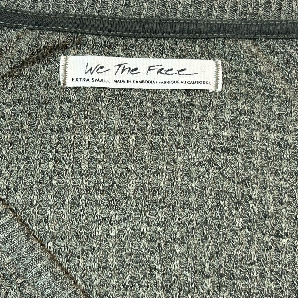 Free People “We The Free” Thermal V-Neck Top Olive Green - XS “Santa Clara Top” - Picture 8 of 11
